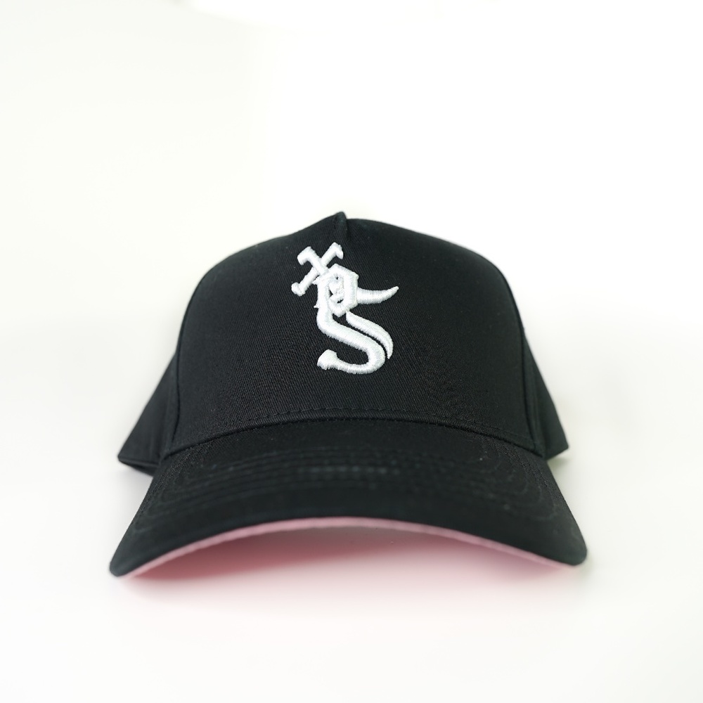 Upside Down Chicago Baseball Pinky Pink Brim Black Snapback